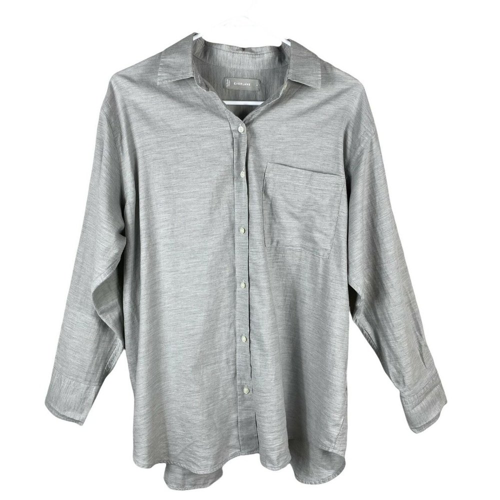 Everlane Women’s Grey Long Sleeve Collared Casual Button Down Shirt Size 6